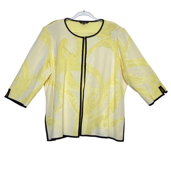 Misook 1X Yellow Black Open Front Jacket Set Sleeveless Tank Set Classic Luxury - Picture 4 of 12